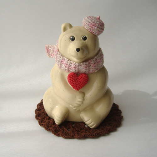 しろくま貯金箱 スイートピンク♡マフラー＆帽子セット バレンタイン