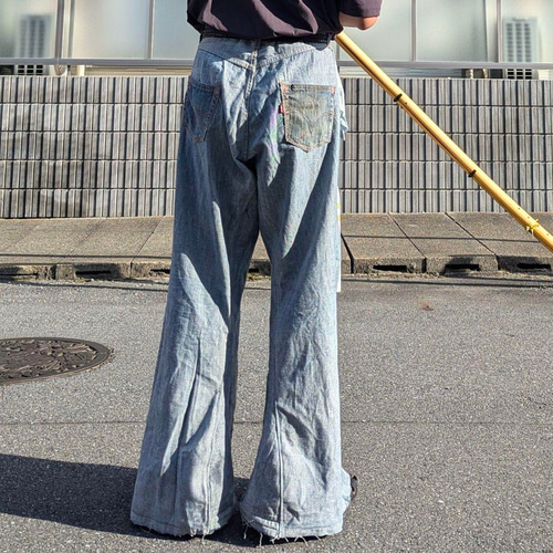 ㉜オリジナルリメイクデニムインサイドアウトワイドフレア ドッキング