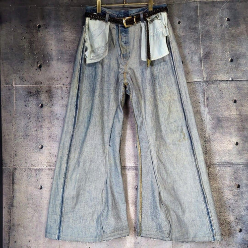 ㉜オリジナルリメイクデニムインサイドアウトワイドフレア ドッキング