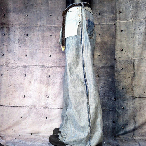 ㉜オリジナルリメイクデニムインサイドアウトワイドフレア ドッキング