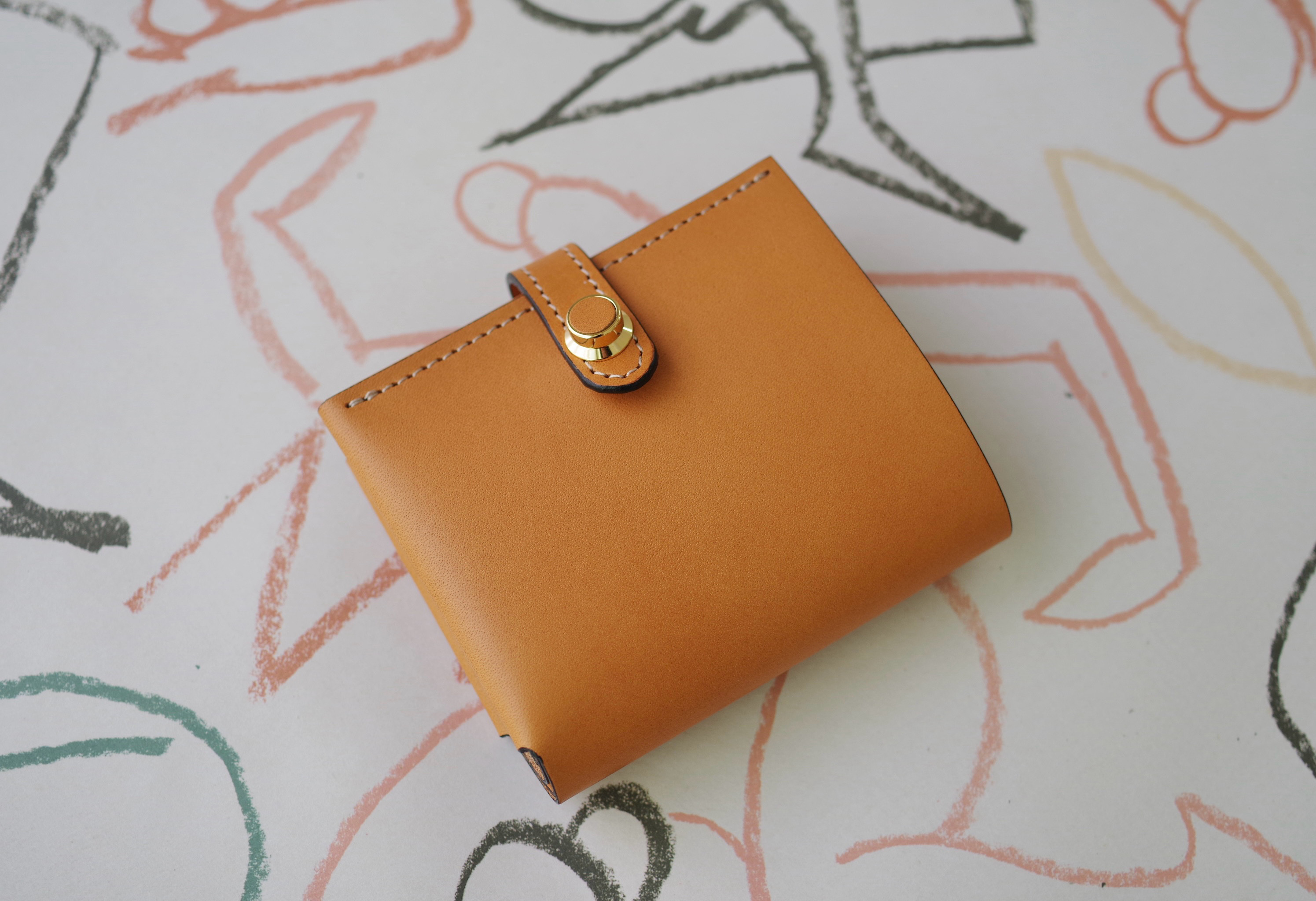 <高級革>イタリアレザー使用シンプルミニ財布（キャメル）