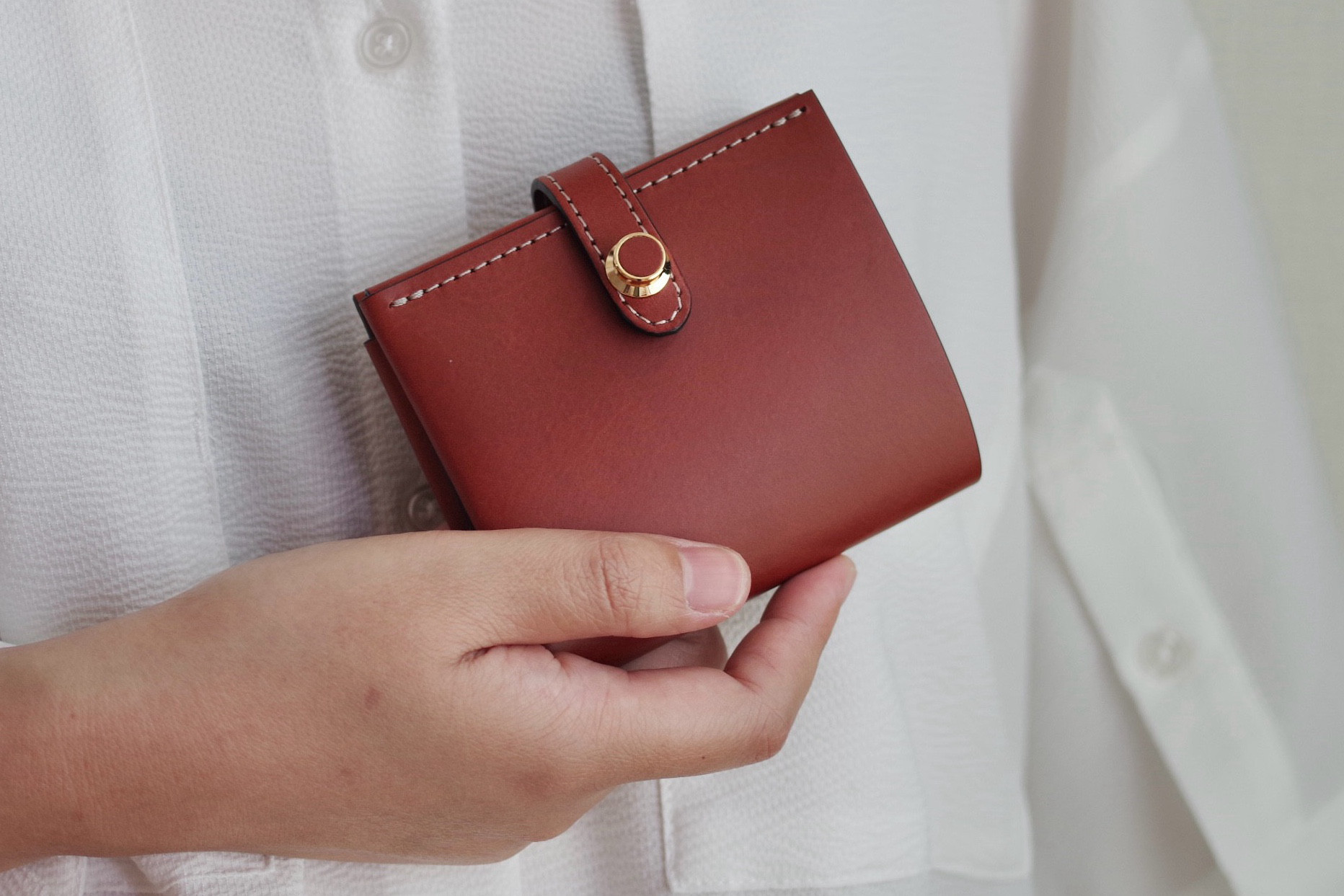 <高級革>イタリアレザー使用シンプルミニ財布（テラコッタ）