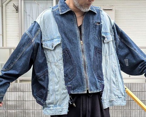 古着 デニムジャケット リメイク 短丈 オーバーサイズ 7bf7bddc21779f0a8f08e571256889