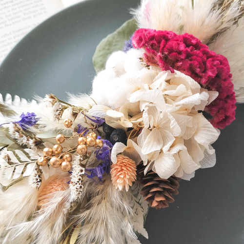 3 しめ縄 正月飾り 注蓮飾り 松飾りドライフラワー プリザーブド