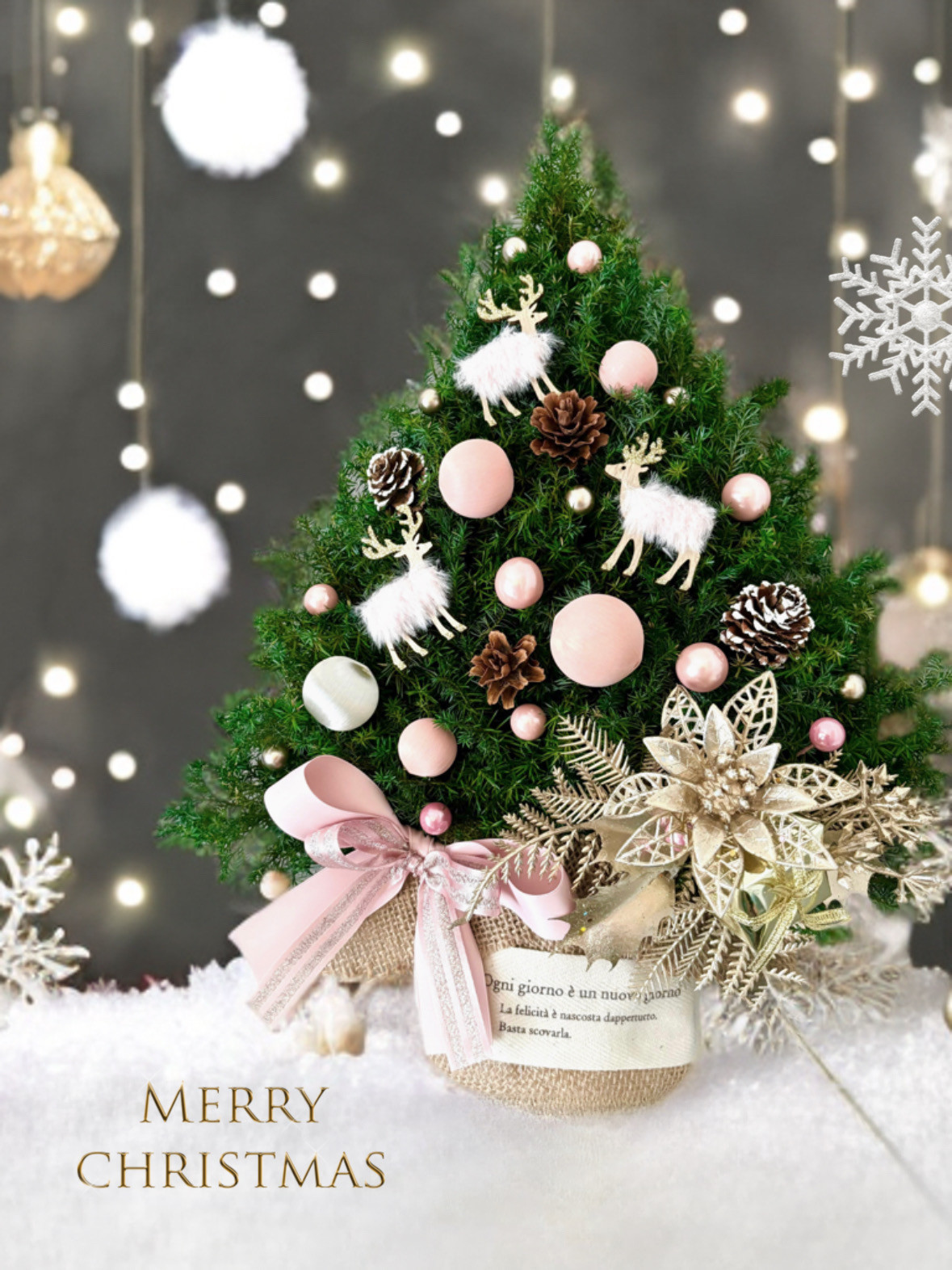 トナカイの壁かけツリー・マカロンピンク