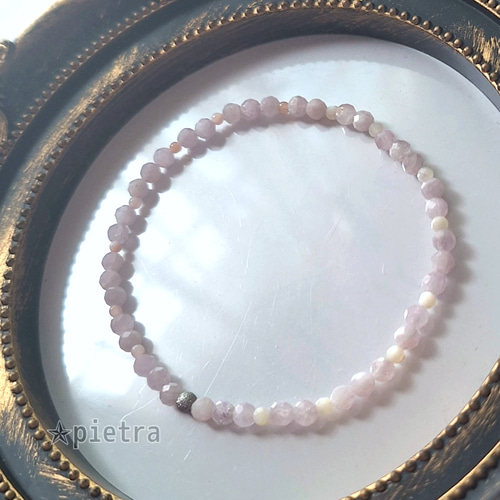 再販］クンツァイトとピンクオパールとマザーオブパールのゴム