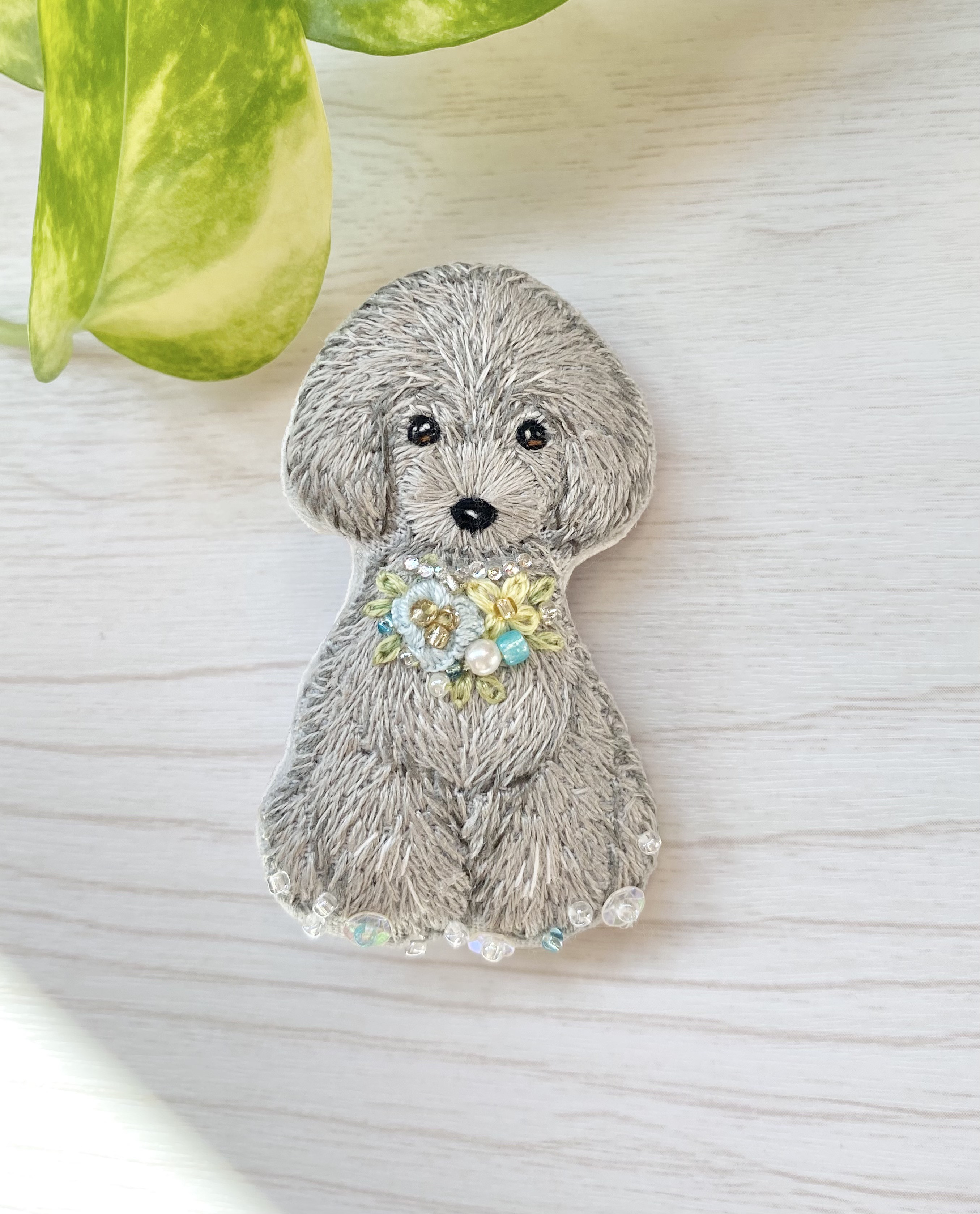 たら福福まねき犬 レモン 枝豆 ビーズ刺繍ブローチ ハンドメイド たら福福まねき犬 レモン 枝豆 ビーズ刺繍ブローチ ハンドメイド