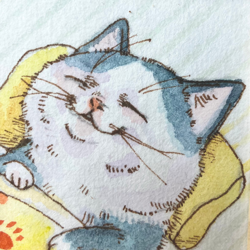 猫　イラスト　インテリア　原画 原画】 猫の親子 動物画 猫の絵 額装 壁掛け 原画 絵画 ゆめの