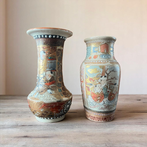 白薩摩飾壺 mini 01】極小サイズ 繊細絵付のミニチュア美術品 直径5cm