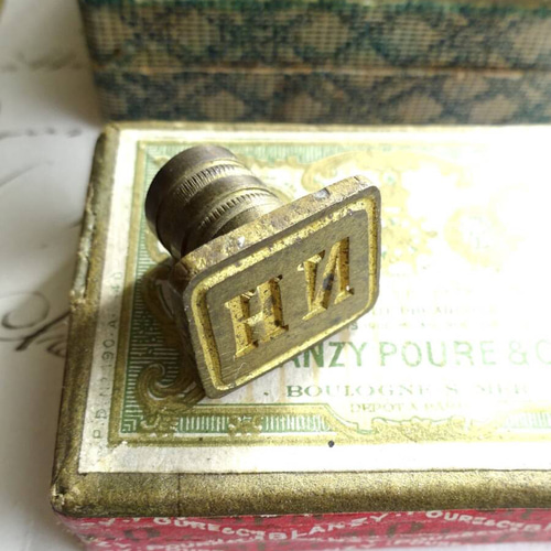 NH 』1900年初期 フランス 真鍮製 イニシャル シーリング スタンプ