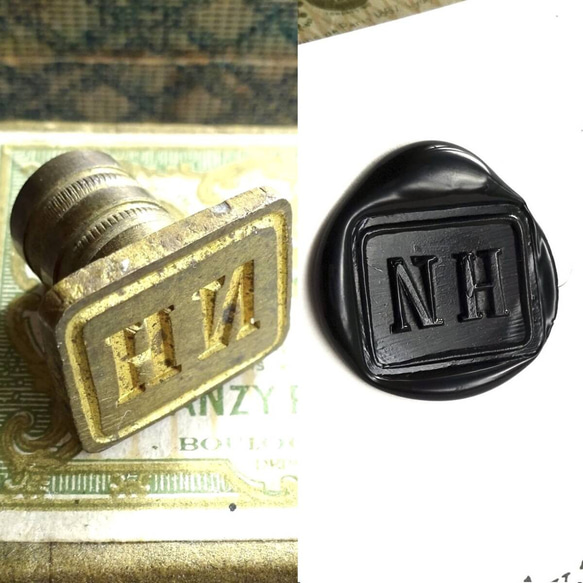 NH 』1900年初期 フランス 真鍮製 イニシャル シーリング スタンプ