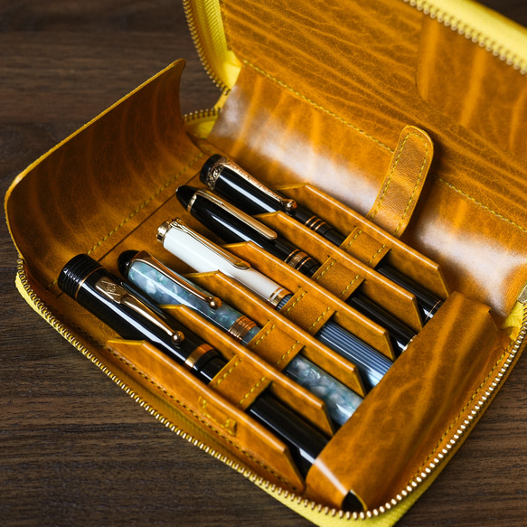 本革ラウンドジップ 万年筆ケース ペンケース 56hobby 通販 18379607