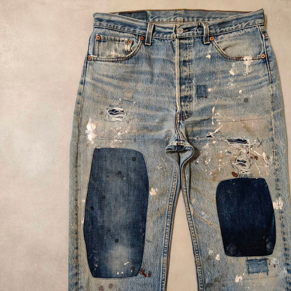 W35表記 リペアカスタム usa製 リーバイス 501 リメイクデニム