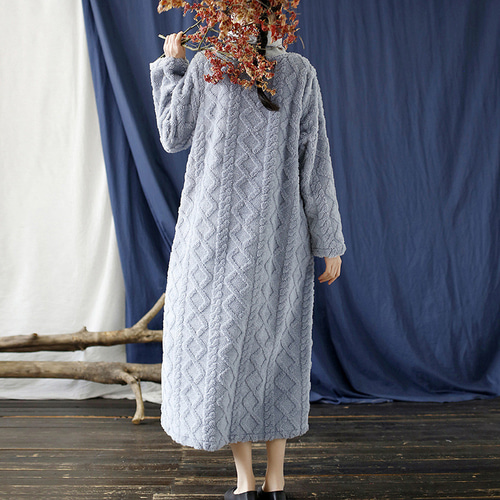 秋冬 ツイード ワンピース シンプルなデザイン 無地 レディース2304