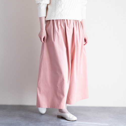 春待ちカラー ギャザーパンツ 軽くてあったかいコーデュロイ 大人