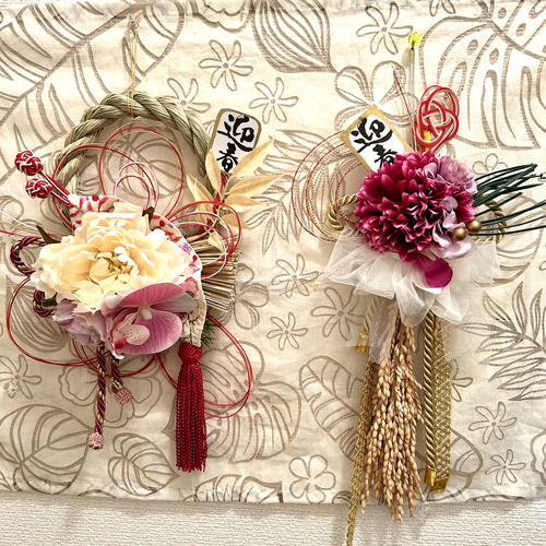 581»◤完売しました◢ 2025✿早割りお正月しめ縄飾り✿大輪のお花