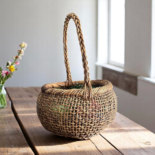 木通（あけび）籠 no.11｜手作りの自然美 一輪挿し・花瓶・花器