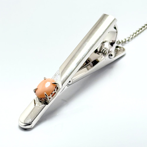 8×6 しあわせを運ぶピンク コーラル/珊瑚 RHP 天然石ネクタイピン - 倖