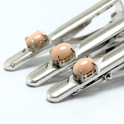 8×6 しあわせを運ぶピンク コーラル/珊瑚 RHP 天然石ネクタイピン - 倖