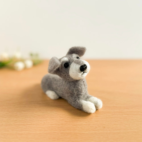 羊毛フェルト ミニチュアシュナウザー 羊毛フェルト すぱいらる工房