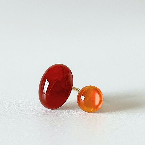 フォークリング 赤瑪瑙 と カーネリアン （7月誕生石） 指輪・リング