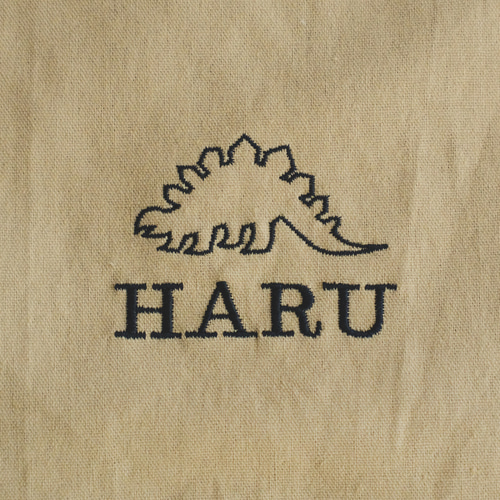 名入れできるシンプルデザイン入学入園グッズ 恐竜刺繍 マスタード