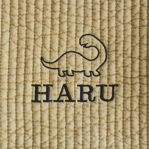 名入れできるシンプルデザイン入学入園グッズ 恐竜刺繍 マスタード