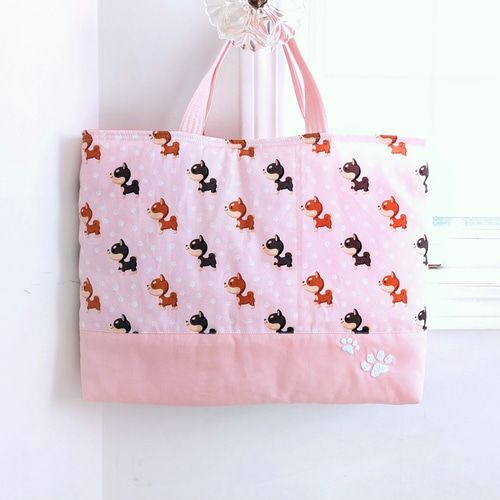 柴犬×肉球のレッスンバッグ〚オーダー可〛/小学生・幼稚園・保育園の