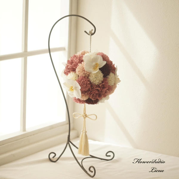 胡蝶蘭たっぷりの和風のボールブーケ（くすみカラー）18センチ♡白無垢にもぴったり♡