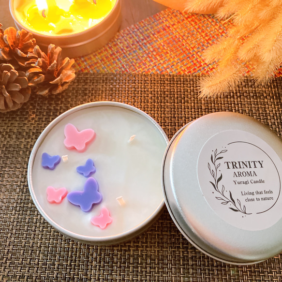蝶/アロマソイキャンドルかわいい飾りパーツTRINITYリラックスタイムに