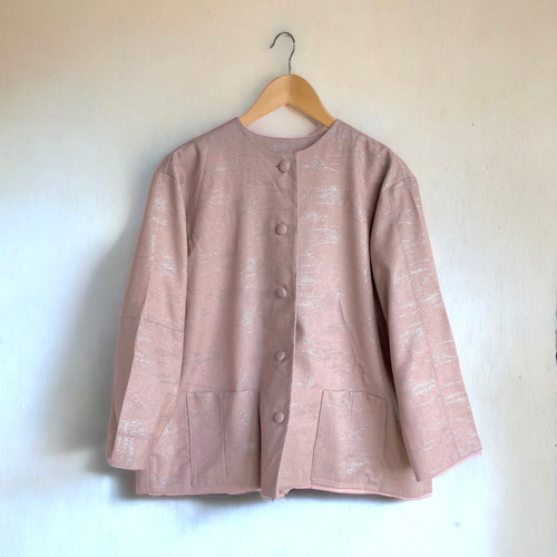 着物　リメイク　正絹紬　ジャケット　ノーカラー　シャツジャケット 着物 リメイク 正絹紬 ジャケット ノーカラー シャツジャケット 着物