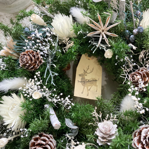 ホワイトスノークリスマスリース（直径23センチ） リース in blossom