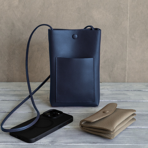 イタリア製本革 縦型ポシェット 撥水軽量 ミニバッグ ショルダーバッグ