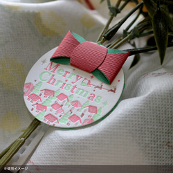 ギフトタグ クリスマス用 ※リボン・ラッピングタイ付き 円形 55×55mm 5枚目の画像
