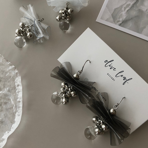 くしゅくしゅビニールリボン透明ドロップピアス・イヤリング ピアス