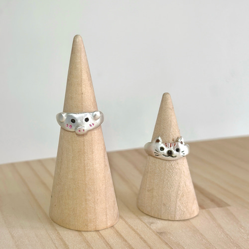 アニマルリング/ハンドメイドリング/猫リング/トライスターゴールド