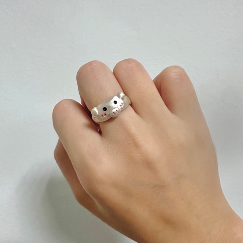 アニマルリング/ハンドメイドリング/猫リング/トライスター