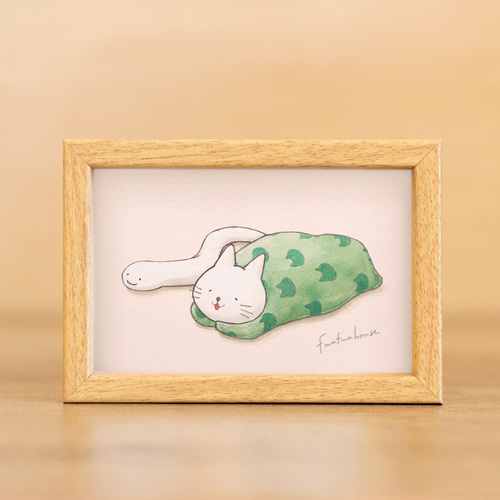 A4大作品✨手作り額付き作品 title「夢旅ニャンコ」 （手作り額