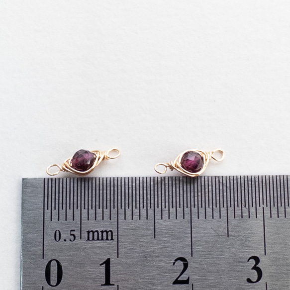＊4個＊ 天然石 パーツ ロードライトガーネット ワイヤーラッピング コネクター チャーム 金 ワイヤー巻き te061 4枚目の画像