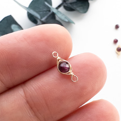 ＊4個＊ 天然石 パーツ ロードライトガーネット ワイヤーラッピング コネクター チャーム 金 ワイヤー巻き te061 3枚目の画像