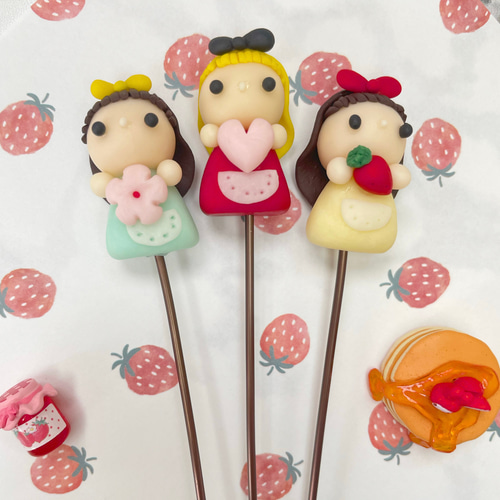 ハンドメイド、 ガーデンピック 仲良し3姉妹女の子ピック 女の子