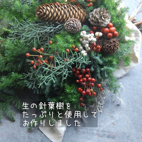 フレッシュクリスマススワッグ✴︎ 長さ約40cm ~生の針葉樹の フレッシュクリスマススワッグ✴︎ 長さ約40cm ~生の針葉樹の