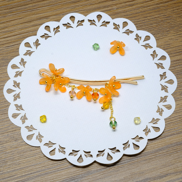 金木犀ヘアピン♥月中花 ヘアピン 蝶蔵閣 通販 18380994｜Creema