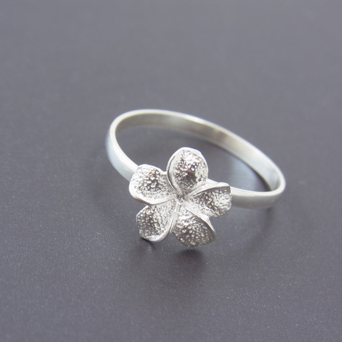 □プルメリア リング シルバー925 指輪 Bali サイズ調整可 花びらが