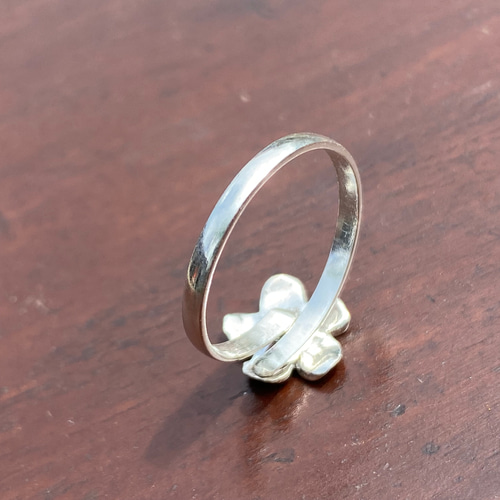 □プルメリア リング シルバー925 指輪 Bali サイズ調整可 花びらが