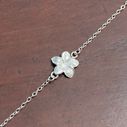 □一凛の プルメリアが際立つ チェーン ブレスレット シルバー925Bali