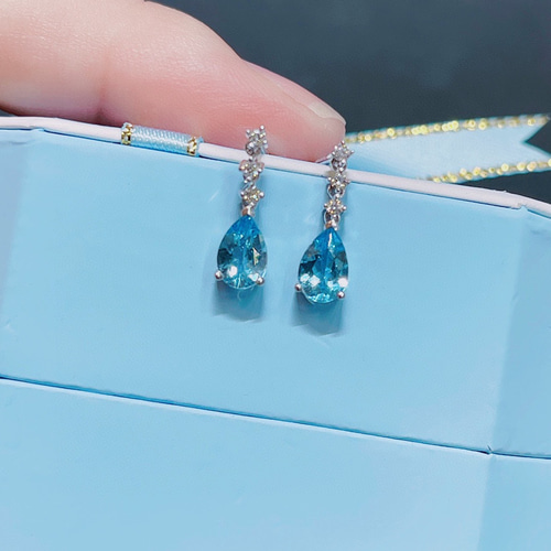 アクアマリンパールダイヤモンドピアス K18 新品 アクアマリン