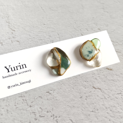 一点もの【送料無料】シー陶器 金継ぎアクセサリー ピアス イヤリング