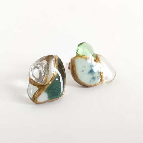 一点もの【送料無料】シー陶器 金継ぎアクセサリー ピアス イヤリング