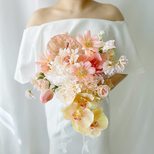 受注制作】再販2回目 ピーチコスモスブーケ コスモスブーケ